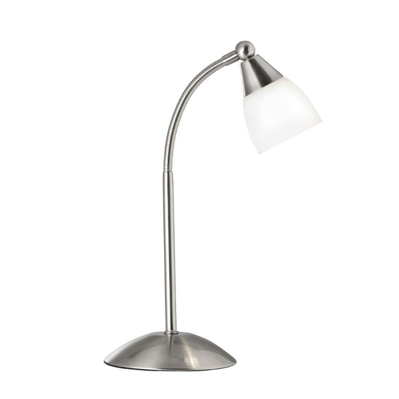 TOUCH TABLE LAMP- SATIN SILVER BASE & GLASS SHADE