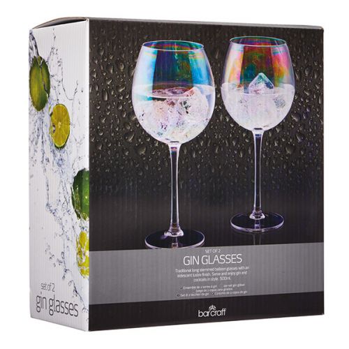 BarCraft Set of Two Iridescent Gin Glasses