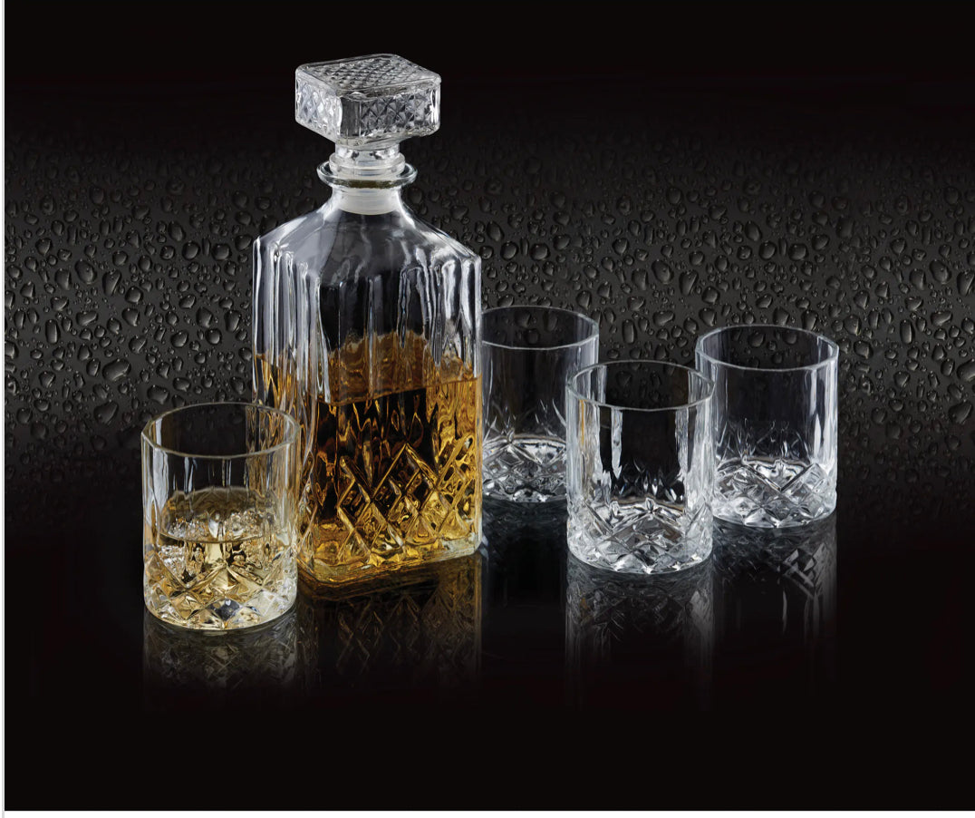 BarCraft Decanter Set 900ml Cut Glass Effect