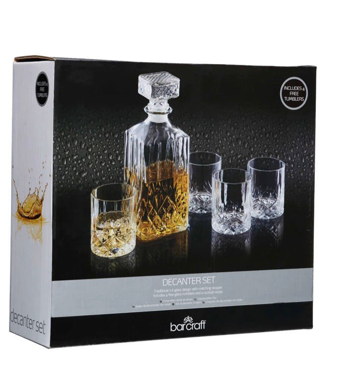 BarCraft Decanter Set 900ml Cut Glass Effect