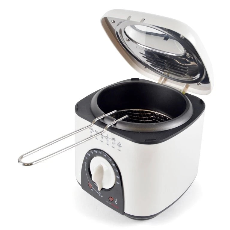 KitchenPerfected 1.0Ltr Compact Deep Fryer - Cream