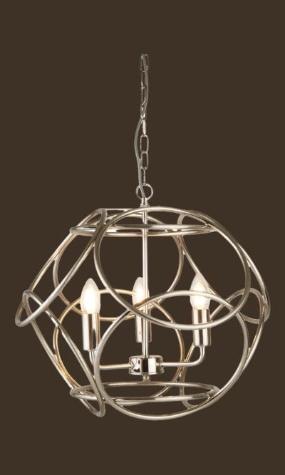 3 Light Satin Silver Cage Pendant