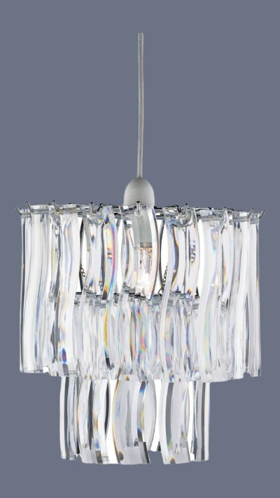 2 Tier Pendant Glass Chrome Ceiling Light