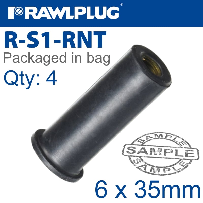 Rawlplug Rawlnut Flexi Plug M6 x 35mm - Pack of 4