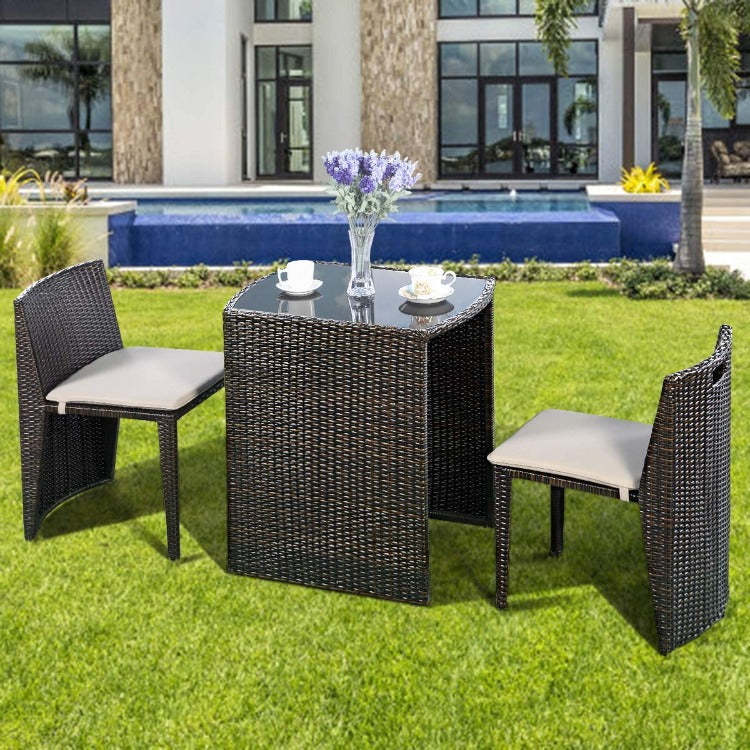 2 Seater Rattan Mini Cube Bistro Garden Set