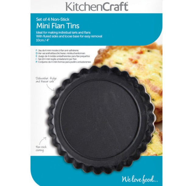 KitchenCraft Set of Four Non Stick Mini Fluted Flan Tins Smyth s Homevalue