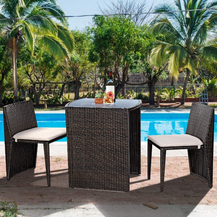 2 Seater Rattan Mini Cube Bistro Garden Set